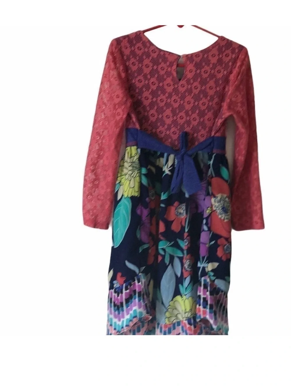 Old Navy Red Top Navy Floral Border-Print Dress